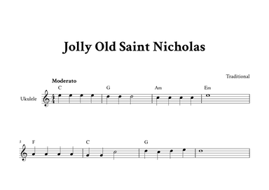 Jolly Old Saint Nicholas - For Ukulele (C Major - with Chords) (arr. Yuri Noronha)
