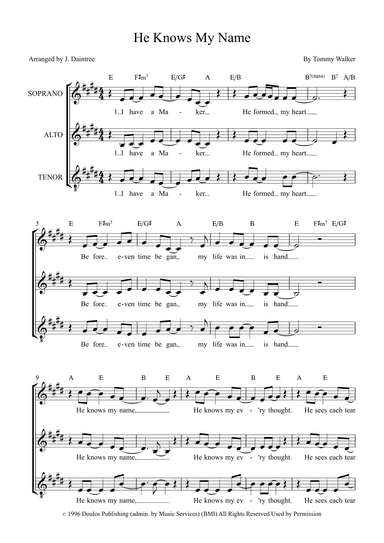He Knows My Name (arr. J. Daintree)