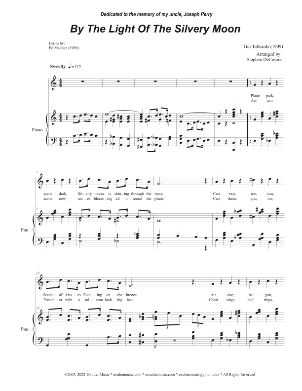 By The Light Of The Silvery Moon (Unison choir - High Key) (arr. Stephen DeCesare)