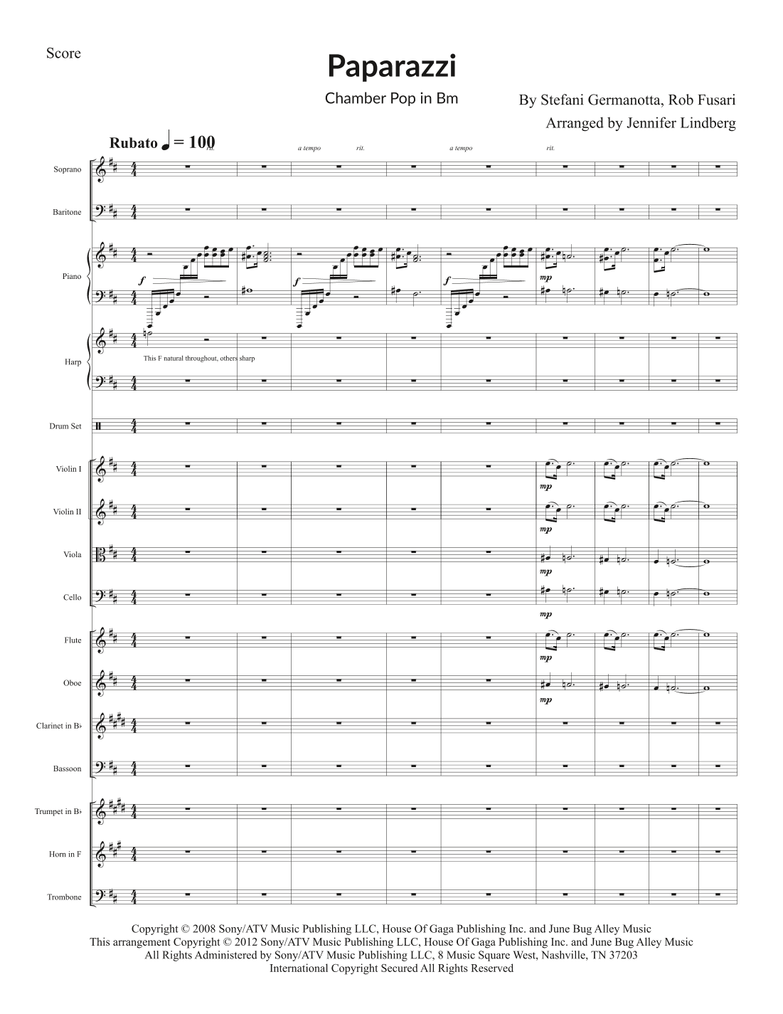 Paparazzi (arr. Jennifer Lindberg)