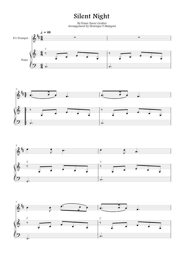Silent Night (Stille Nacht) (arr. Henrique F Mangoni)