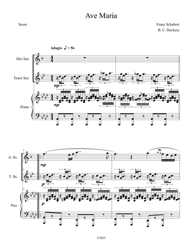 Ave Maria (Alto and Tenor Sax Duet with Piano Accompaniment) (arr. B. C. Dockery)