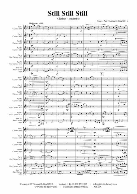 Still Still Still - Christmas song  - 7 Parts - Clarinet Ensemble (arr. Thomas H. Graf)