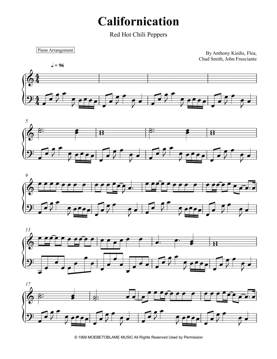 Californication (arr. Piano Go Life)