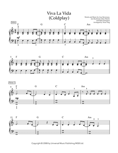 Viva La Vida (arr. Tessa Ying)
