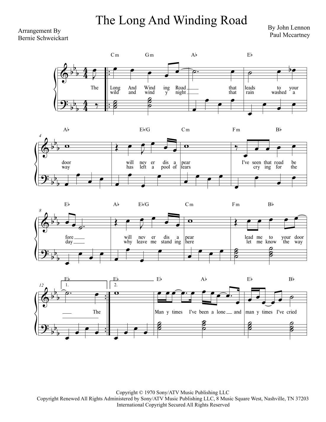 The Long And Winding Road (arr. Bernie Schweickart)