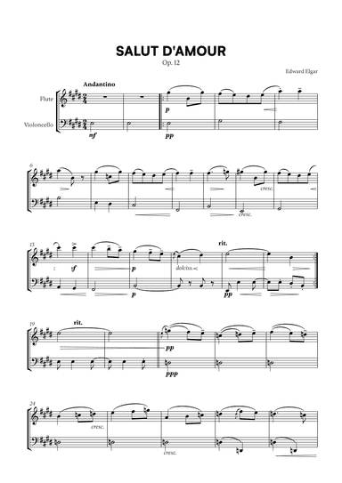 Edward Elgar - Salut d'Amour for Flute and Cello (arr. Cadenza Editions)
