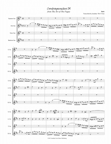 Contrapunctus IX for Saxophone Quartet (arr. Jonathan Frost)