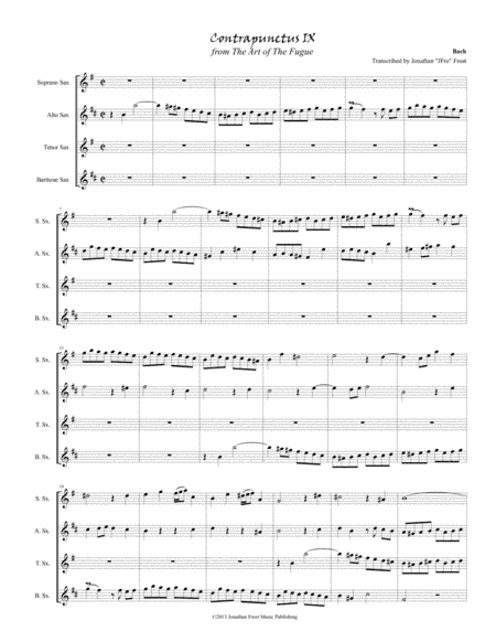 Contrapunctus IX for Saxophone Quartet (arr. Jonathan Frost)
