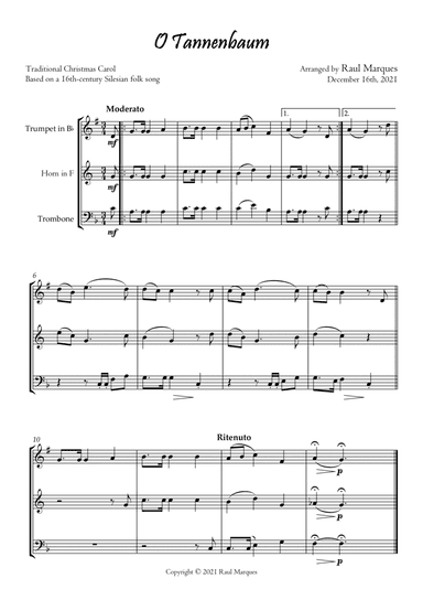 O Tannenbaum (for Brass Trio) (arr. Raul Marques)