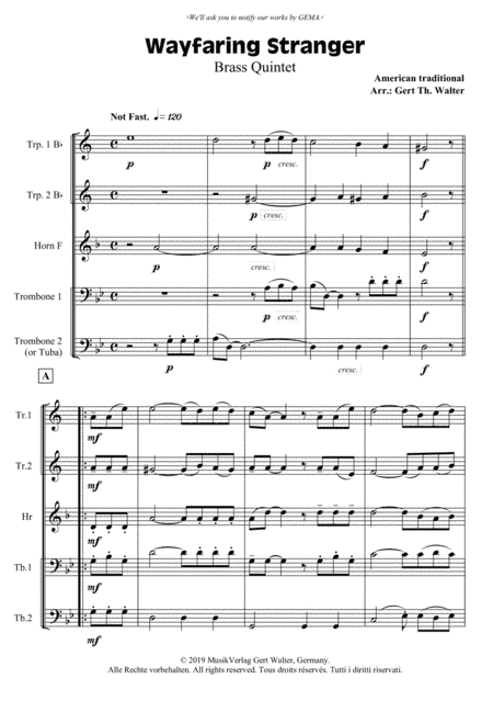 Wayfaring Stranger (arr. Gert Th. Walter)
