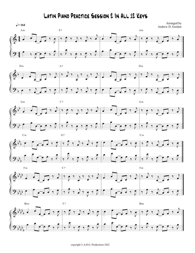 Latin Piano Practice Session 2 In All 12 Keys