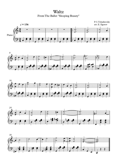 Waltz (Sleeping Beauty), Peter Ilyich Tchaikovsky, For Easy Piano