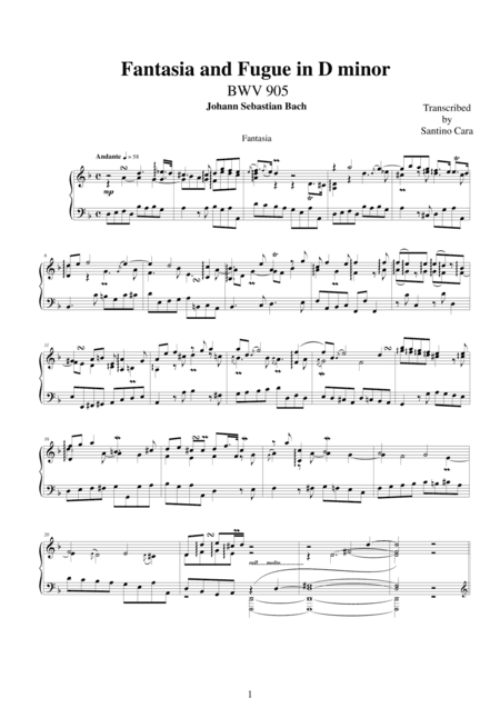 Fantasia and Fugue in D minor BWV 905 (arr. Santino Cara)