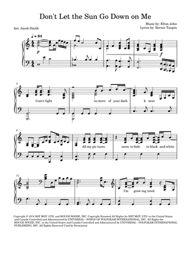 Don't Let The Sun Go Down On Me (arr. Jacob A Smith)