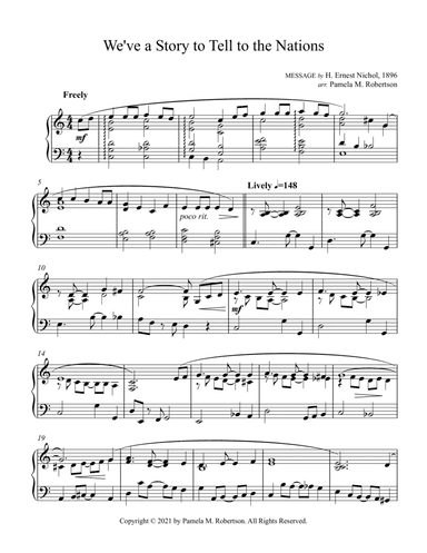 We've A Story to Tell to the Nations - Piano Solo (arr. Pamela M. Robertson)