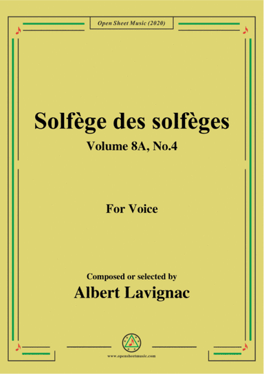 Lavignac-Solfège des solfèges,Volume 8A,No.4,for Voice (arr. MSM)