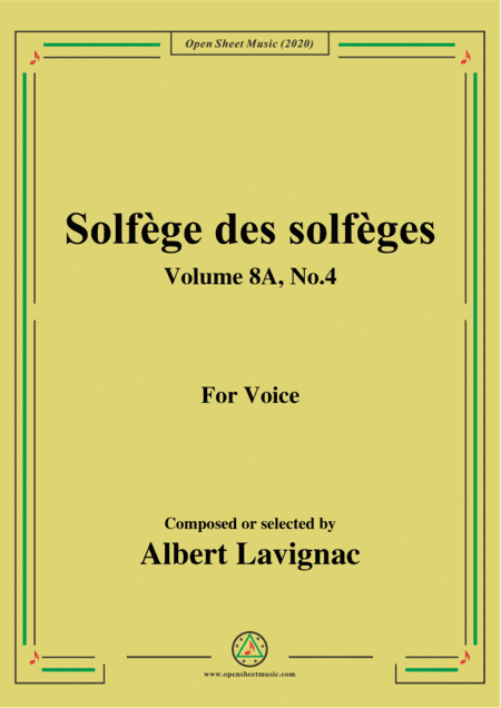 Lavignac-Solfège des solfèges,Volume 8A,No.4,for Voice (arr. MSM)