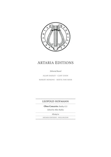 Oboe Concerto in G major (Badley G1, Study Edition) (arr. Artaria Editions)