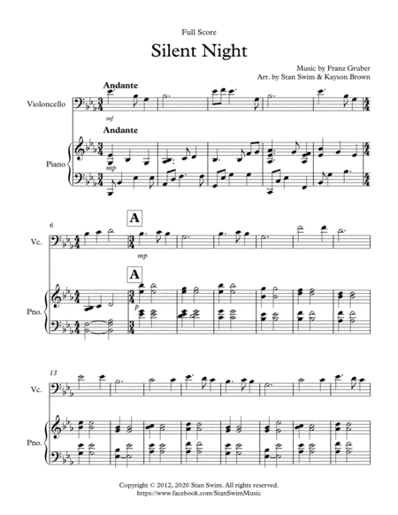 Silent Night (cello/piano duet) (arr. Stan Swim)