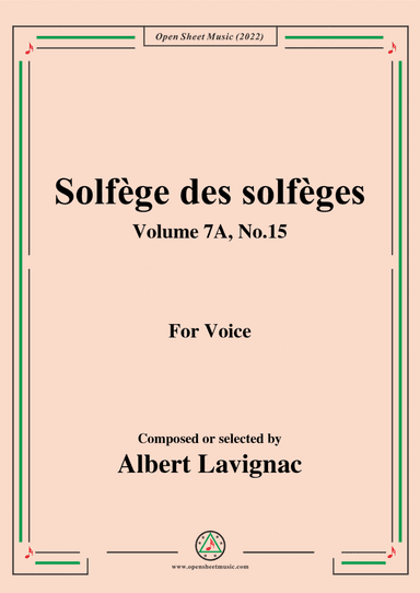 Lavignac-Solfege des solfeges,Volume 7A No.15,for Voice (arr. Open Cloud)