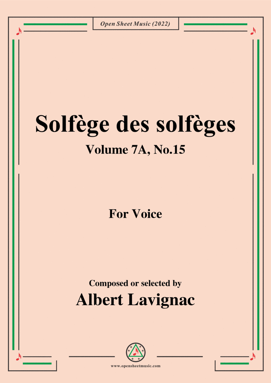 Lavignac-Solfege des solfeges,Volume 7A No.15,for Voice (arr. Open Cloud)