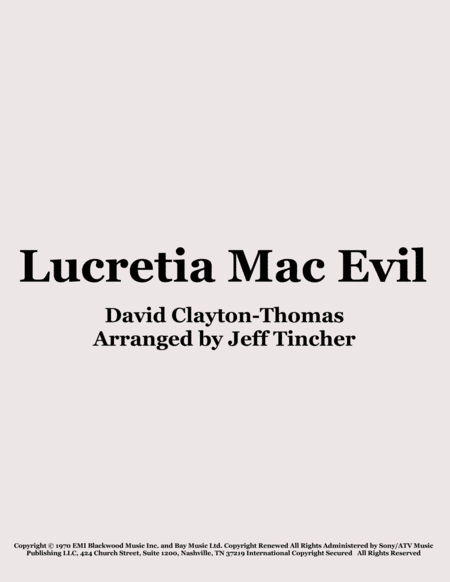 Lucretia Mac Evil (arr. Jeff Tincher)