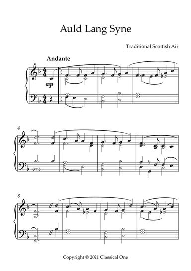 Traditional Scottish Air - Auld Lang Syne(With Note name) (arr. MPS)
