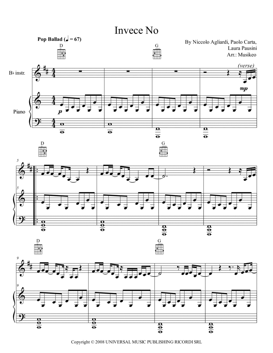 Invece No (arr. Musikeo)