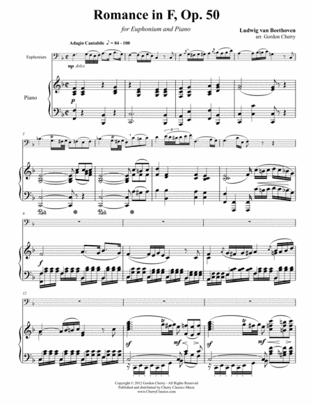 Romance No. 2 in F, Op. 50 for Euphonium & Piano (arr. Cherry, Gordon)
