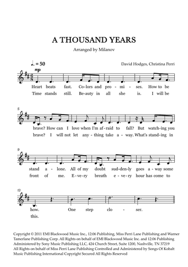 A Thousand Years (arr. Milanov)