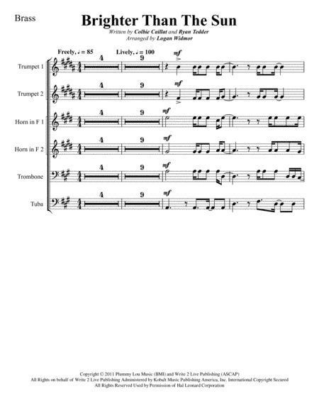 Brighter Than The Sun (arr. Logan Widmor)