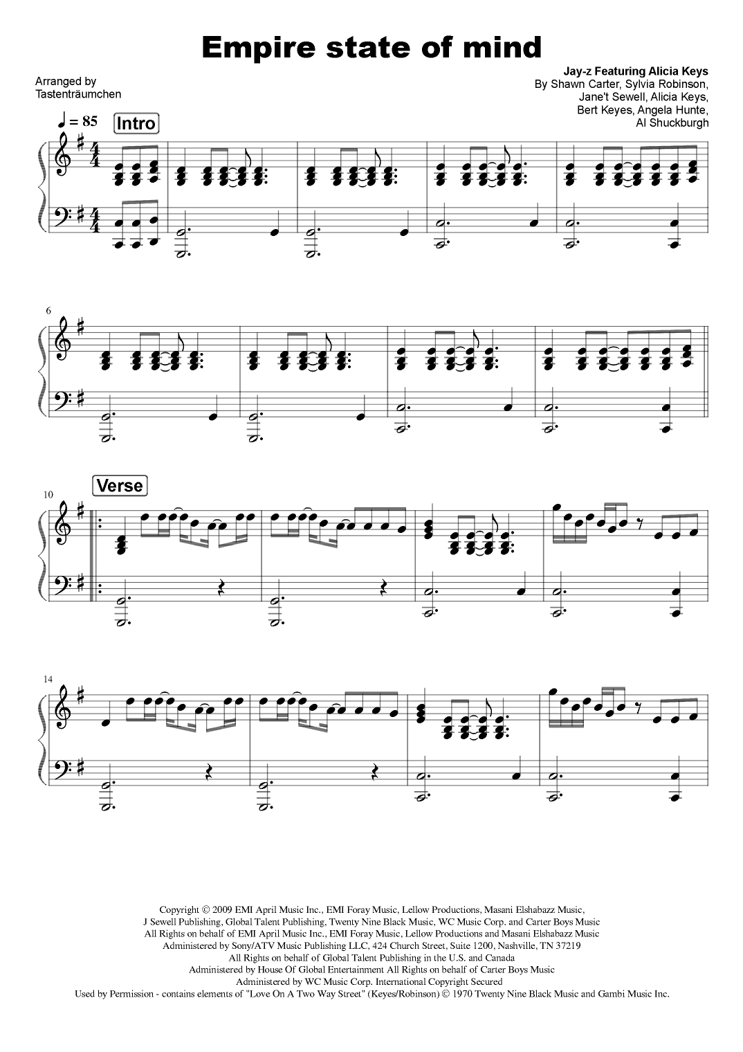 Empire State Of Mind (arr. Tastenträumchen)