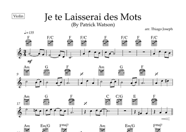 Je Te Laisserai Des Mots (arr. Thiago Joseph)
