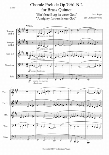 Chorale Prelude Op.79b1 N.2 for Brass Quintet (arr. Cristiano Vecchi)