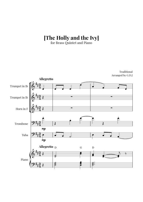 The Holly and the Ivy (arr. GDJ)
