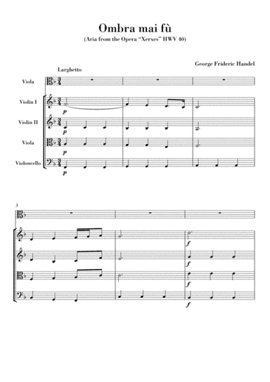 Ombra mai fu (for Viola and String Quartet) (arr. Ahiva Editions)