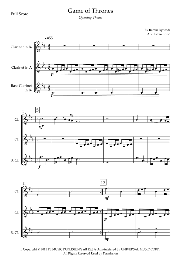 Game Of Thrones (arr. Fabio Britto)
