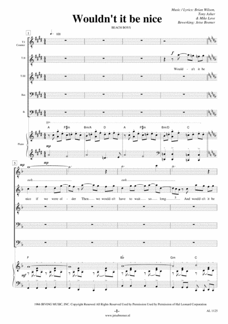 Wouldn't It Be Nice (arr. Jetse Bremer)