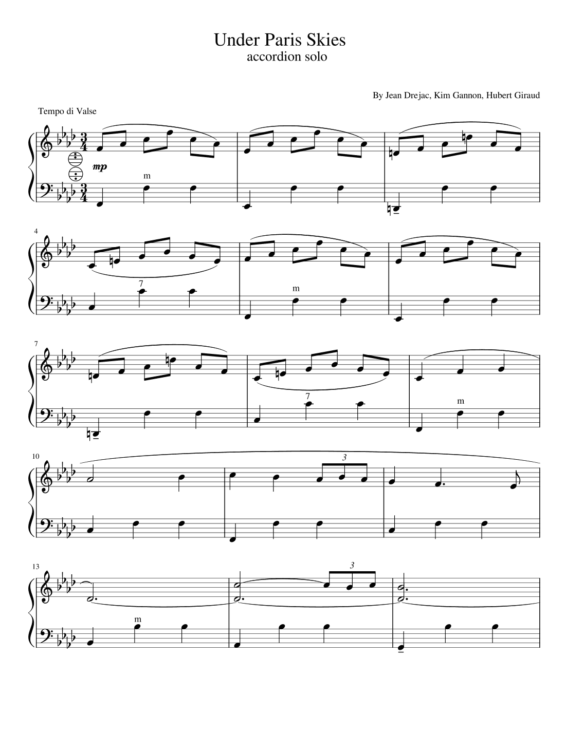 Under Paris Skies (arr. poon)