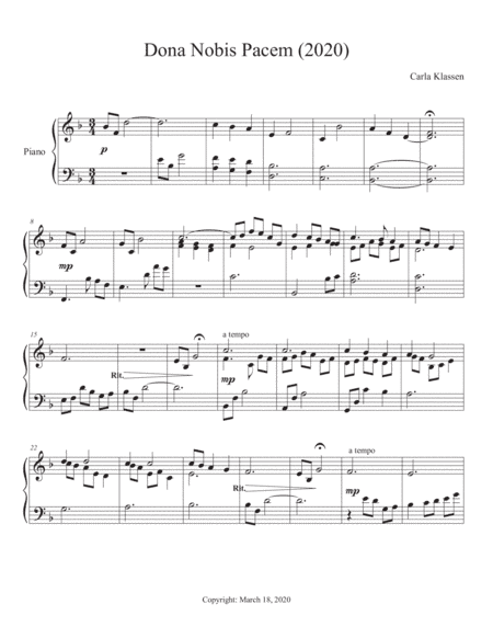 Dona Nobis Pacem (2020) (arr. Carla Klassen)