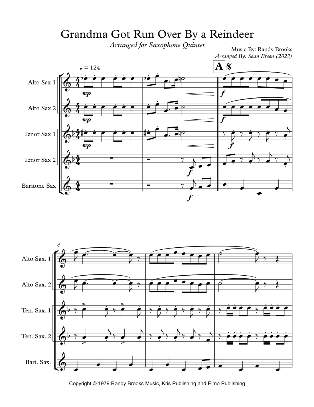 Grandma Got Run Over By A Reindeer (arr. Sean Breen)