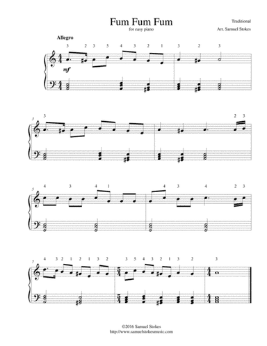 Fum Fum Fum - for easy piano (arr. Samuel Stokes)