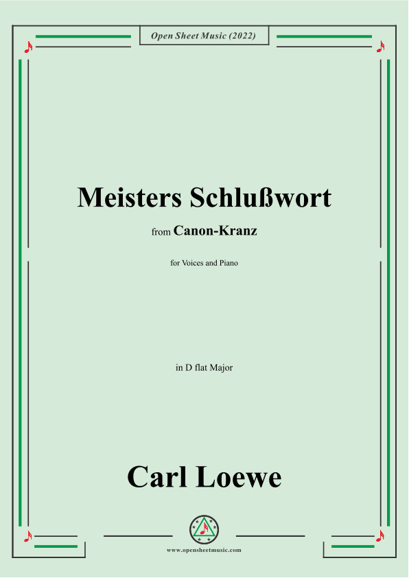 Loewe-Meisters Schlußwort,in D flat Major (arr. OSM Press)
