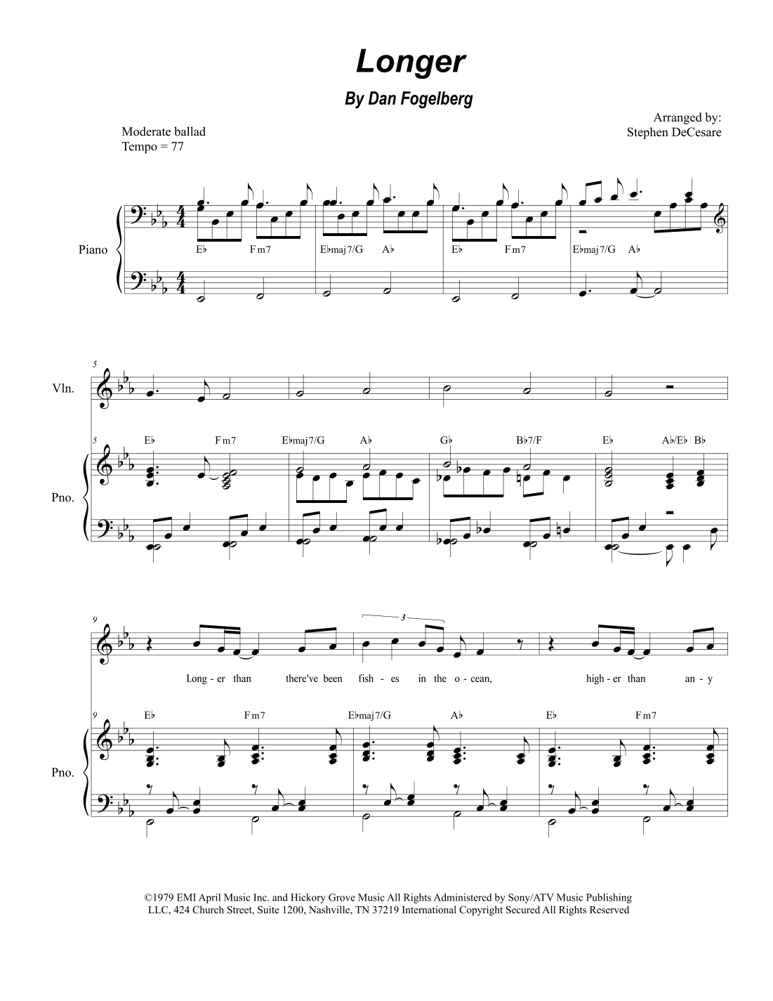Longer (arr. Stephen DeCesare)