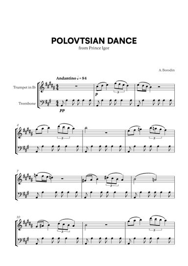Polovtsian Dance (from Prince Igor) (for Trumpet and Trombone) (arr. Cadenza Editions)