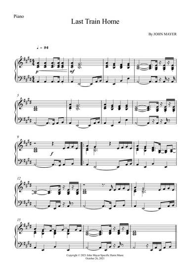 Last Train Home (arr. Wesley S. SIlva)