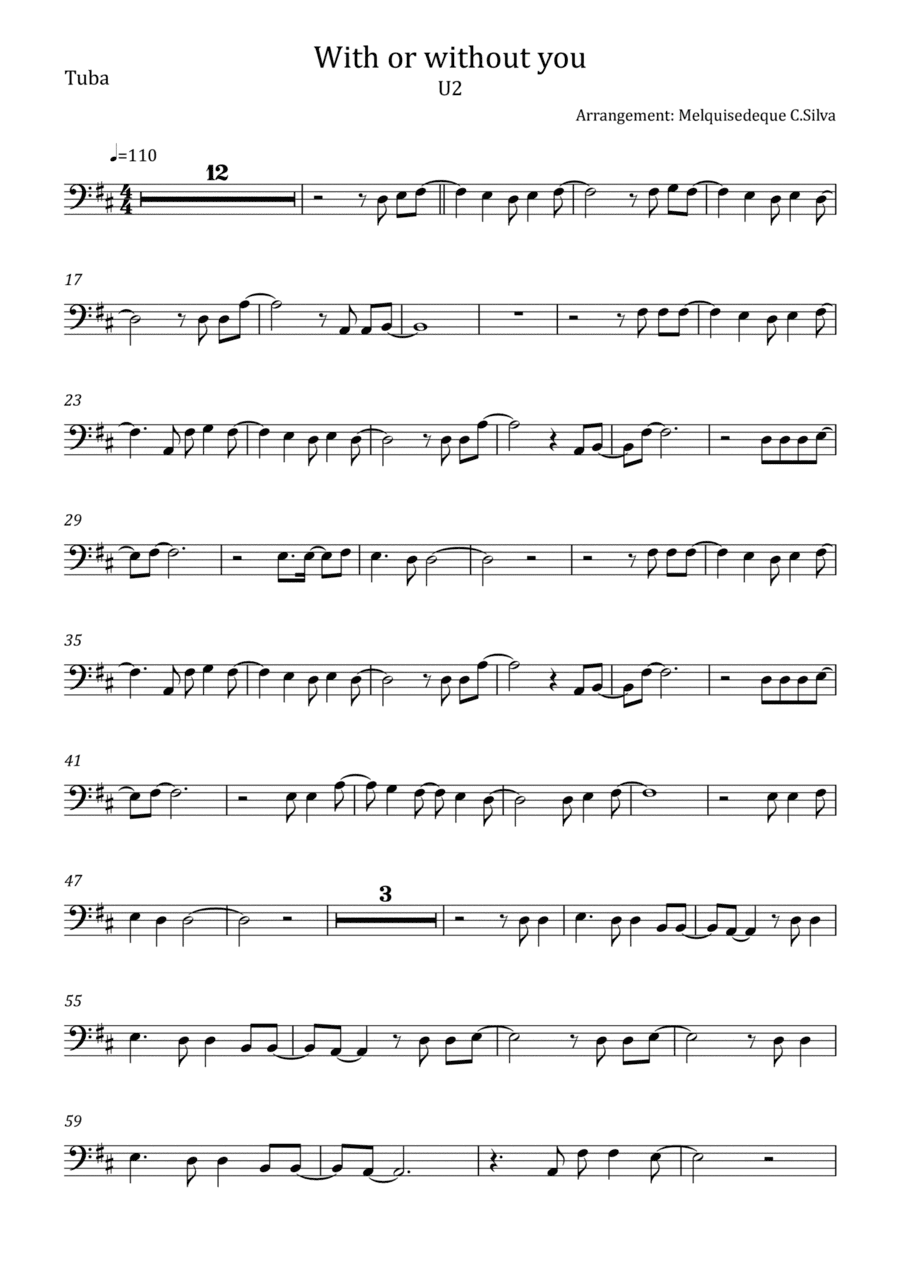 With Or Without You (arr. Melquisedeque C.Silva)