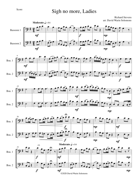 Sigh no more, Ladies for 2 bassoons (arr. David Warin Solomons)