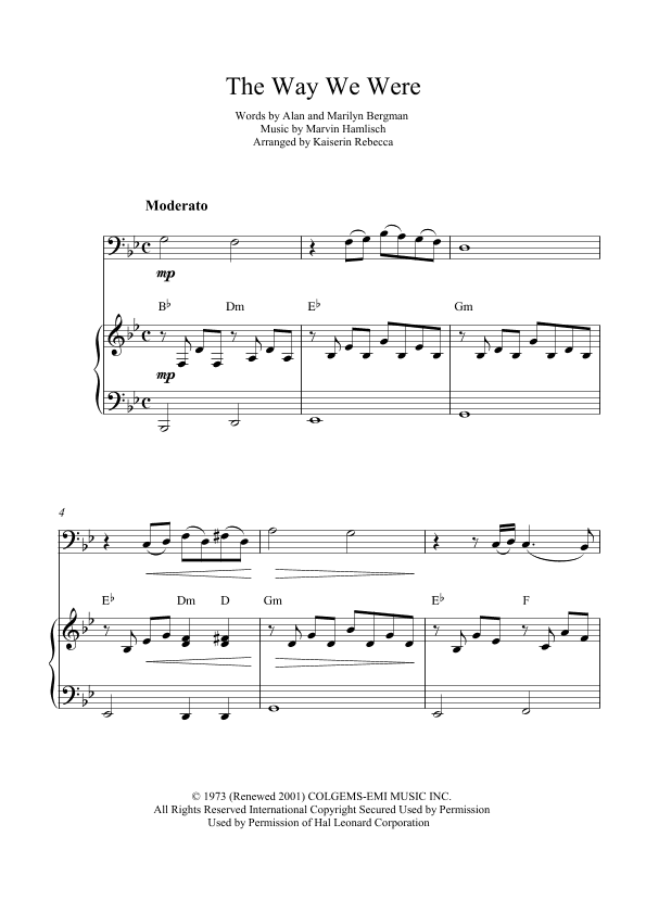 The Way We Were (arr. Kaiserin Rebecca)